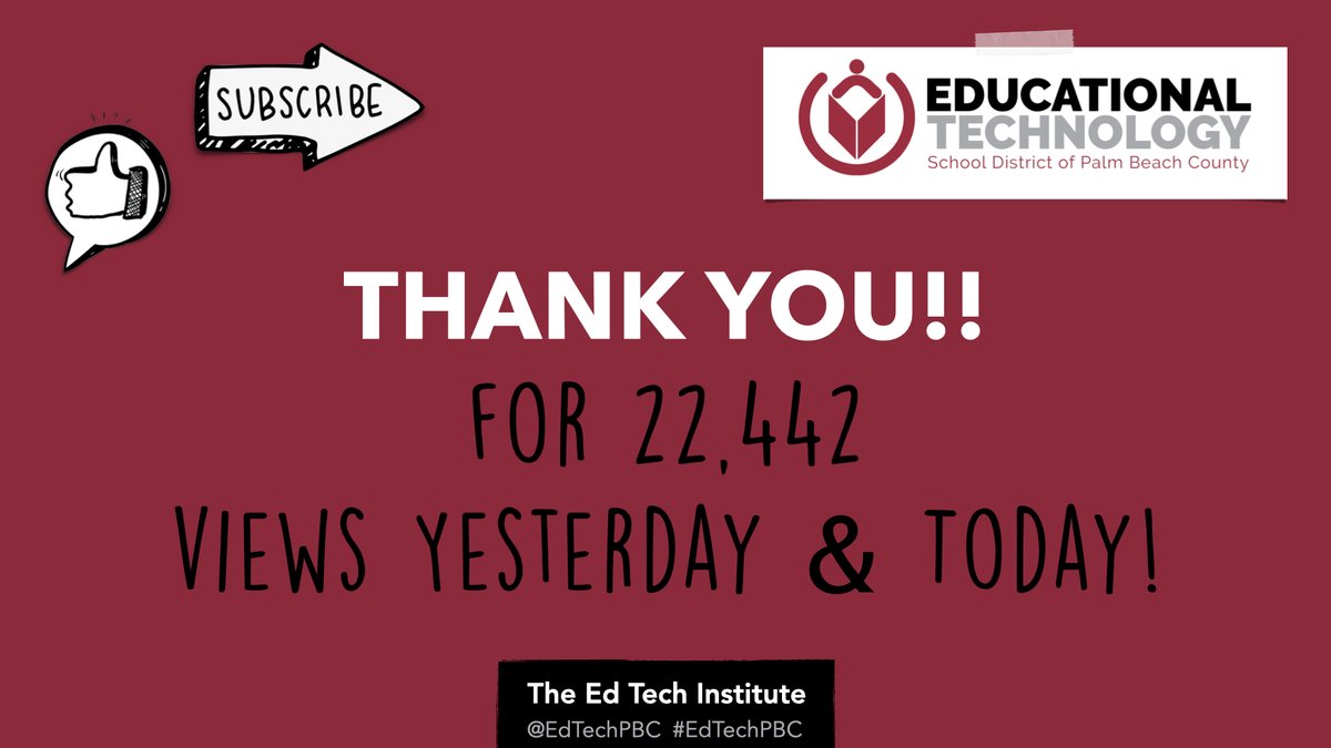 EdTechPBC's tweet photo. ๐คฏWe are all BLOWN AWAY! ๐คฏ The Ed Tech Institute had 12,908 views on our videos today, & 22,442 views (& counting) yesterday and today! WOW
@pbcsd @EdTechDir @pbcHoward @561Sdpbc @GFsheffield @SuptFennoy @DianaFedderman @Diana__Snider @harveyoaxaca @JeralineJohnson
#EdTechPBC https://t.co/1zL97KMv9o