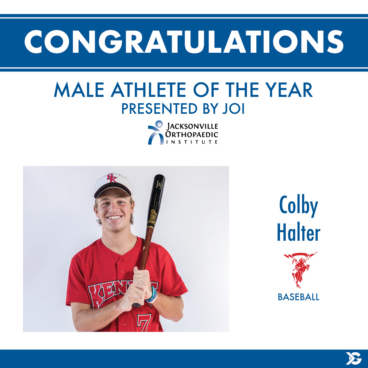 itgnext's tweet photo. Congratulations to this year's Jacksonville Orthopaedic Institute Male Athlete of the Year, Kolby Halter.
.
.
.
#baseball #maleathlete #athleteoftheyear https://t.co/gFn1EZukaK