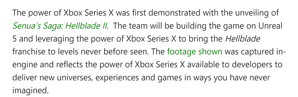 pixelelatedG's tweet photo. #XboxSeriesX   Hellblade 2 confirmed to be using #UnrealEngine5   that means this game wont be out anytime soon.

@MrboomstickXL  @kingdavidotw  @SenninSage 
@TheXboxJunky 

https://t.co/o9BBTddxId https://t.co/FZwnl3ASvl