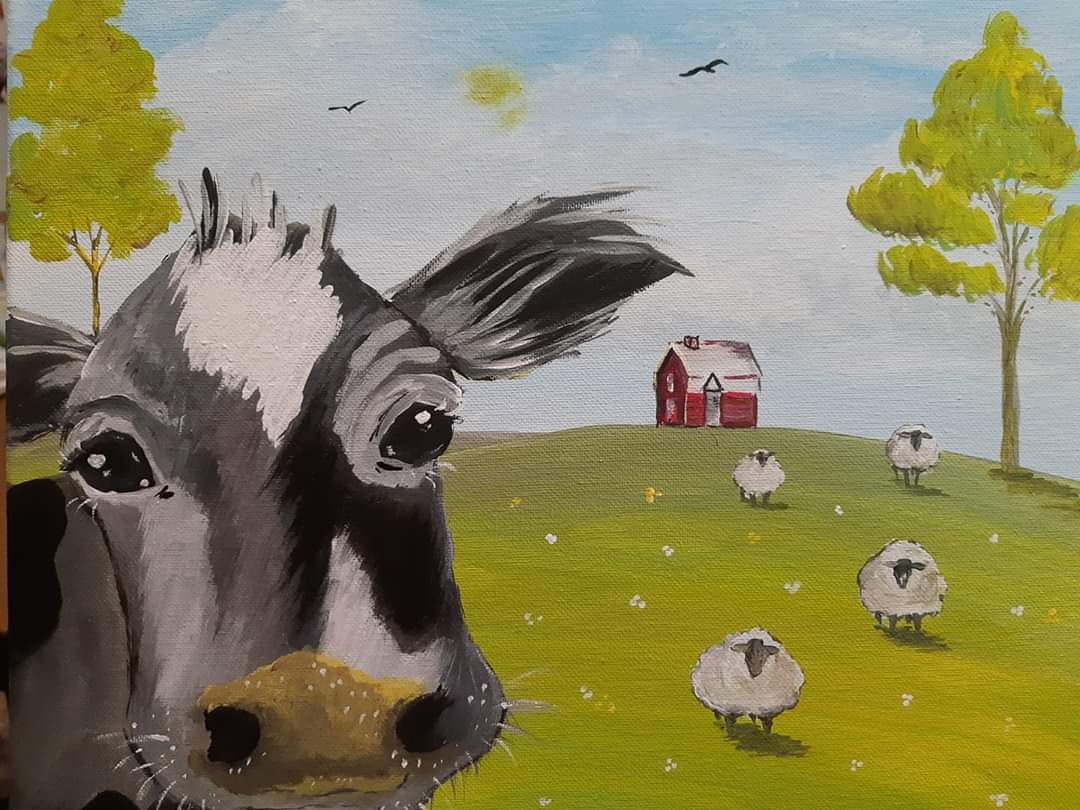 My talented family member.  Her painting made me smile :) #AgSafeBC #FarmSafety