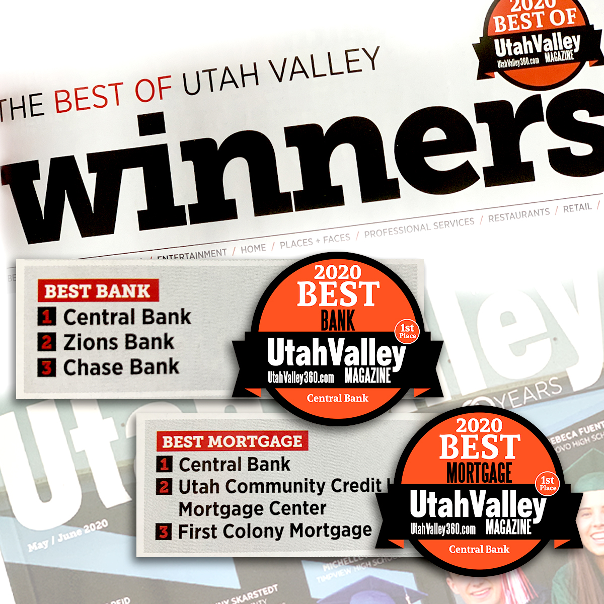 cbutah's tweet photo. Thank you for voting Central Bank, "Best Bank" and "Best Mortgage" in Utah Valley for 2020. We love our customers and the communities we serve. We're truly honored! @UVMag 
#cbutah #centralbankutah #utahvalley https://t.co/EZOA0oP3Qv