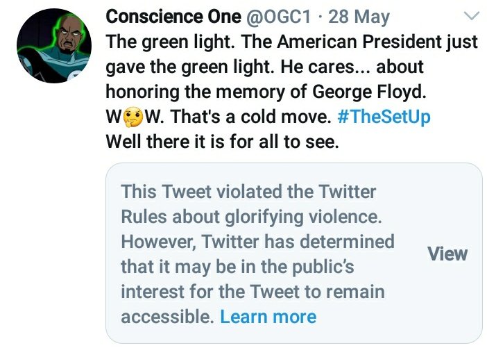 OGC1's tweet image. I reshared Mr.Trumps tweet the other day, voiced my observations...and this is what "Twitter" had to say...🤡's...
