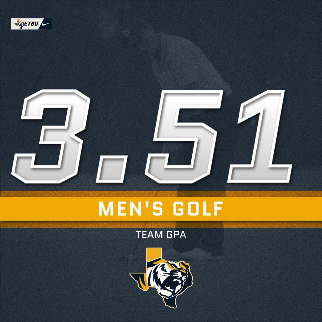 Both teams above a 3.50 GPA

✅ Women’s Golf 3.70 - best@for <a href="/GoETBUTigers/">ETBU Athletics</a> 

✅Men’s Golf - 3.51

Keep up the great work!!