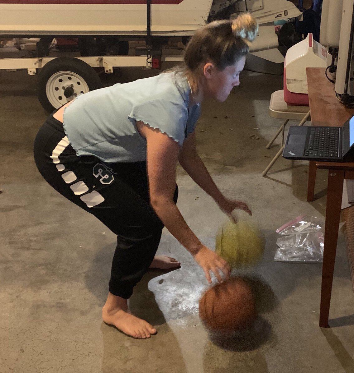 <a href="/emmalterhaar/">Emma Terhaar</a> and Kelsey Tangen getting their virtual workout in today!

Rails getting excited to play together soon!