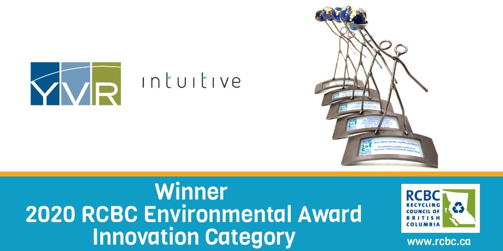 We are excited to announce the 2020 Innovation Award Winner – YVR Airport and Intuitive AI! Oscar, the intelligent waste sorting AI, made its debut at <a href="/yvrairport/">YVR</a> with amazing results! At three bin locations, waste diversion has increased from 36 to 82%! <a href="/Intuitive_AI/">Intuitive AI</a>