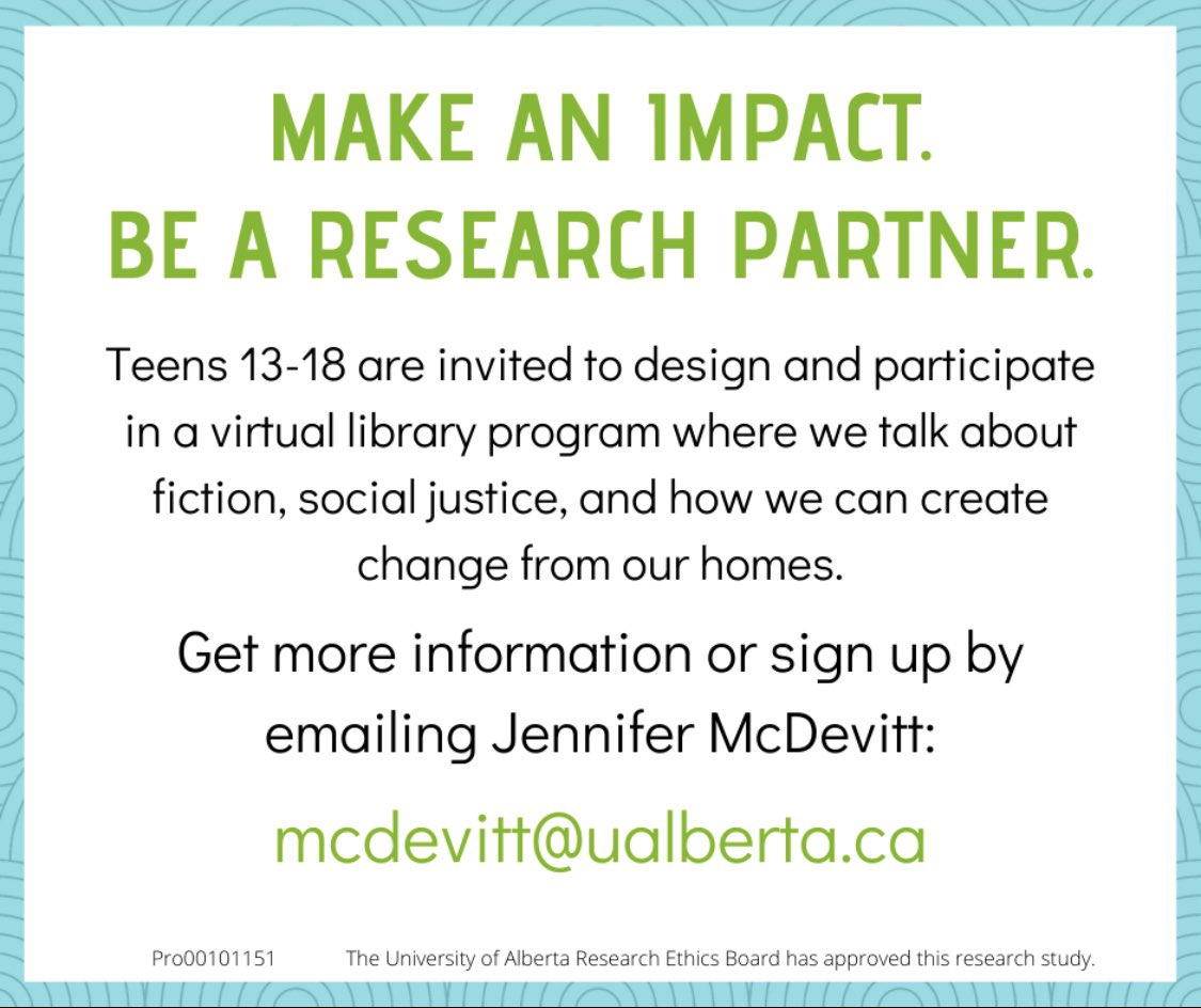 CamroseLibrary's tweet image. Are you a teen ages 13-18? Want to spend less time being bored at home and more time getting valuable research experience for your resume? Join Jennifer McDevitt, a University of Alberta graduate student, as a research partner and participant.