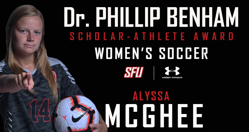 A two-time NEC Player of the Year, <a href="/AlyssaMcghee/">Alyssa mcghee</a> was equally as impressive in the classroom and is our 2020 Female Dr. Phillip Benham Scholar-Athlete Award winner <a href="/RedFlashWSOC/">Saint Francis Women's Soccer</a>