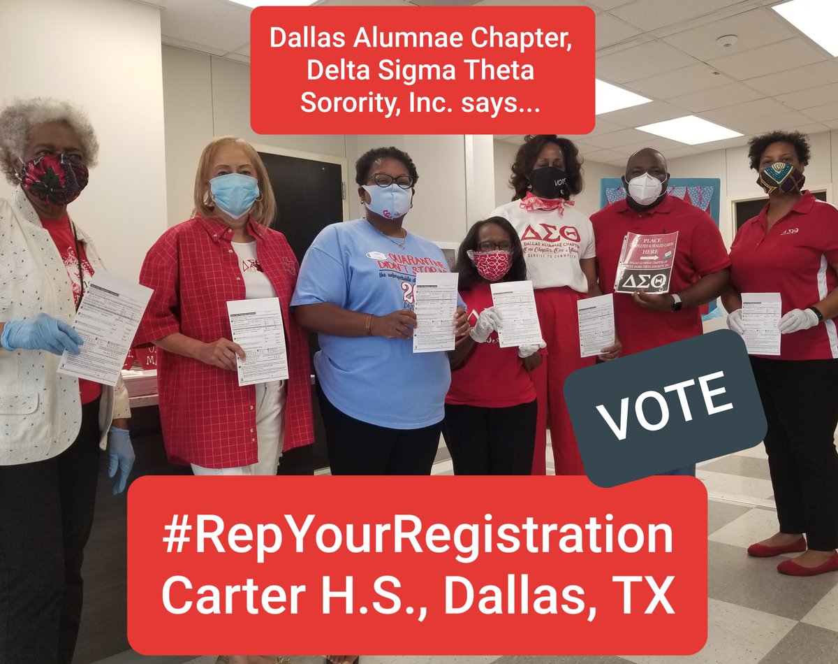 DST_DA's tweet image. The Dallas Alumnae Chapter of Delta Sigma Theta Sorority, Inc. partnered this week with Carter and Kimball High Schools to register their 2020 graduates. Follow #RepYourRegistration to see the high school graduates show off their registrations and diplomas.
