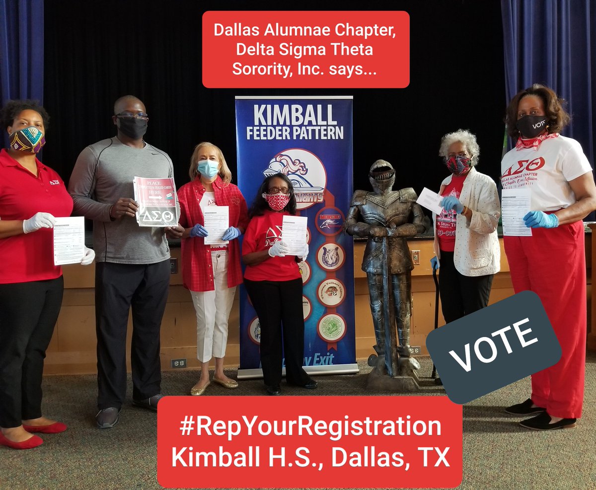 DST_DA's tweet image. The Dallas Alumnae Chapter of Delta Sigma Theta Sorority, Inc. partnered this week with Carter and Kimball High Schools to register their 2020 graduates. Follow #RepYourRegistration to see the high school graduates show off their registrations and diplomas.