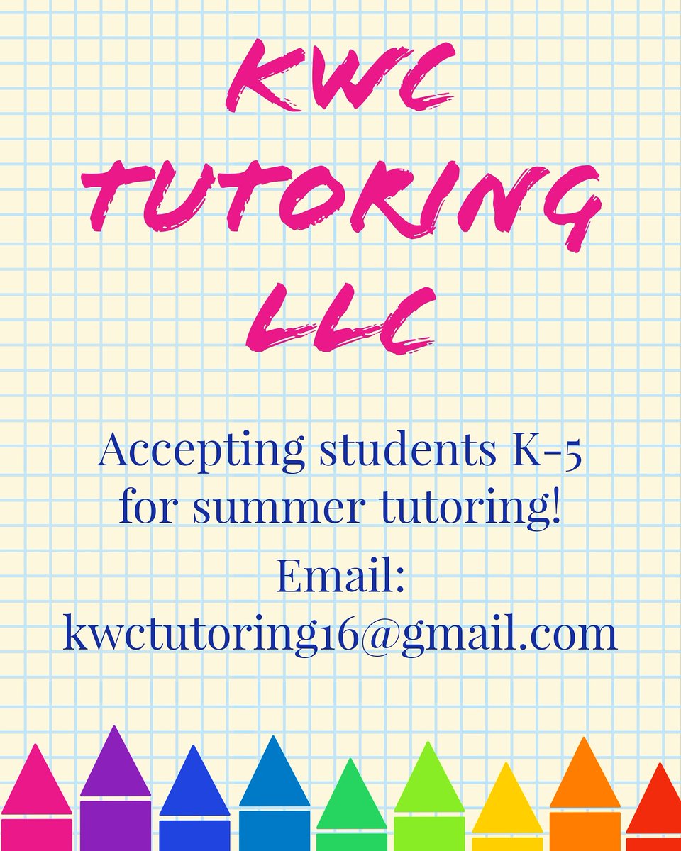 KWCTutoring's tweet photo. Email if you would like a safe, clean and engaging academic support for your child this summer. https://t.co/1qm3Zdjyaa