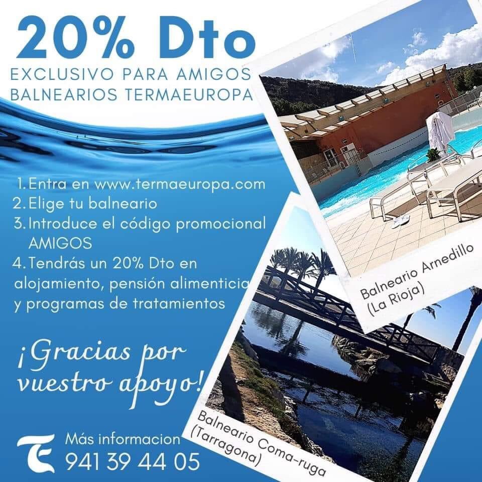 Descuento válido para todos nuestros amigos de Twitter y con todas las medidas de seguridad que nos garantiza el equipo de profesionales del <a href="/aguastermales/">TermaEuropa</a> 🌲🛀🏼🔝 ¡Especialistas en bienestar!