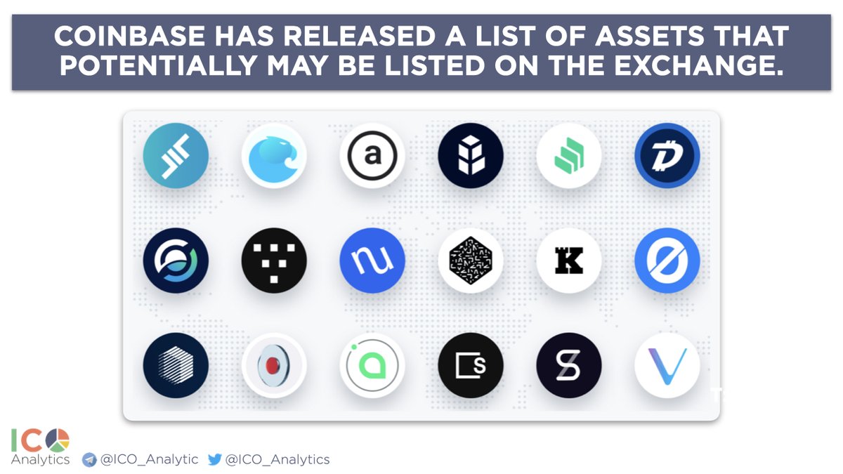 Ico Analytics Coinbase Has Released A List Of Assets That Potentially May Be Listed On The Exchange Lend Ant Ar Bnt Comp Dgb Zen Lpt Nu Keep Nmr Ogn Ren
