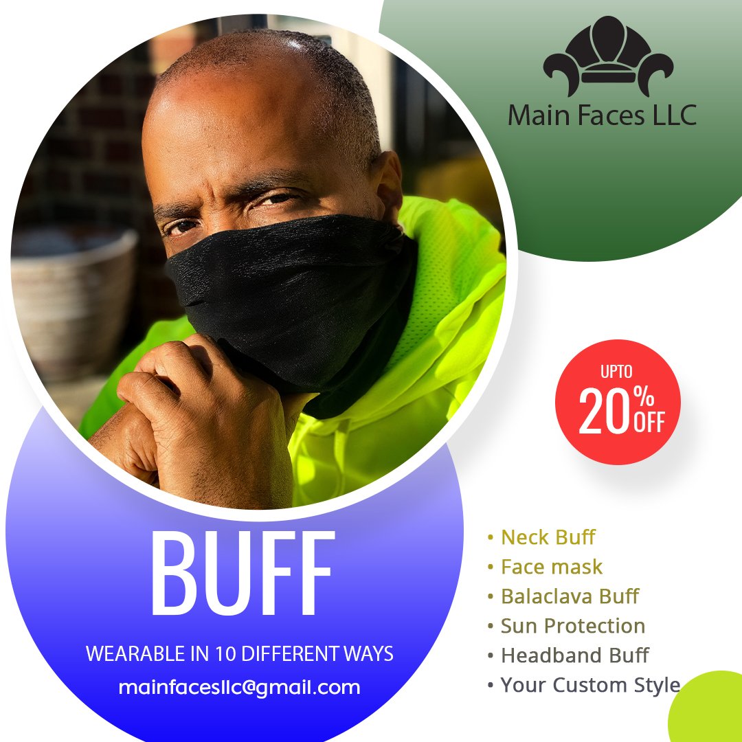 mainfacesllc's tweet image. 𝐁𝐮𝐟𝐟
.
100% Polyester! 100% Vegan friendly! You never have to feel guilty for rocking one of our cruelty free buffs!
.
For more info: mainfacesllc@gmail.com
.
#mainfacesllc #neckbuff #COVID  #Masks #facemasks  #fashion  #tight #Nike #Quarantine #OOTT #OOTD #safety #protection