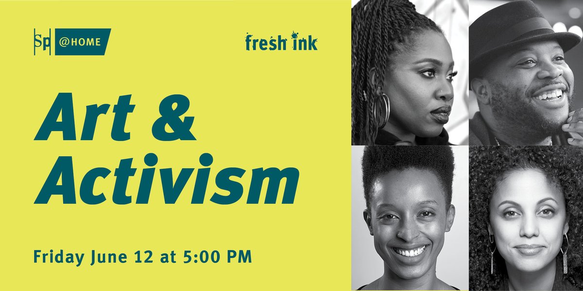 Soulpepper's tweet photo. Join us for #spFreshInk Art &amp; Activism featuring @IdrisGoodwin (And In This Corner Cassius Clay, How We Got On) &amp; @MotionLive (Oraltorio: A Theatrical Mixtape, Aneemah’s Spot). Co-hosted by @weynimengesha &amp; @MumbiTindyebwa. 

This Friday June 12 at 5PM!
https://t.co/VwOksrBsiw https://t.co/NDSOXHDC9X