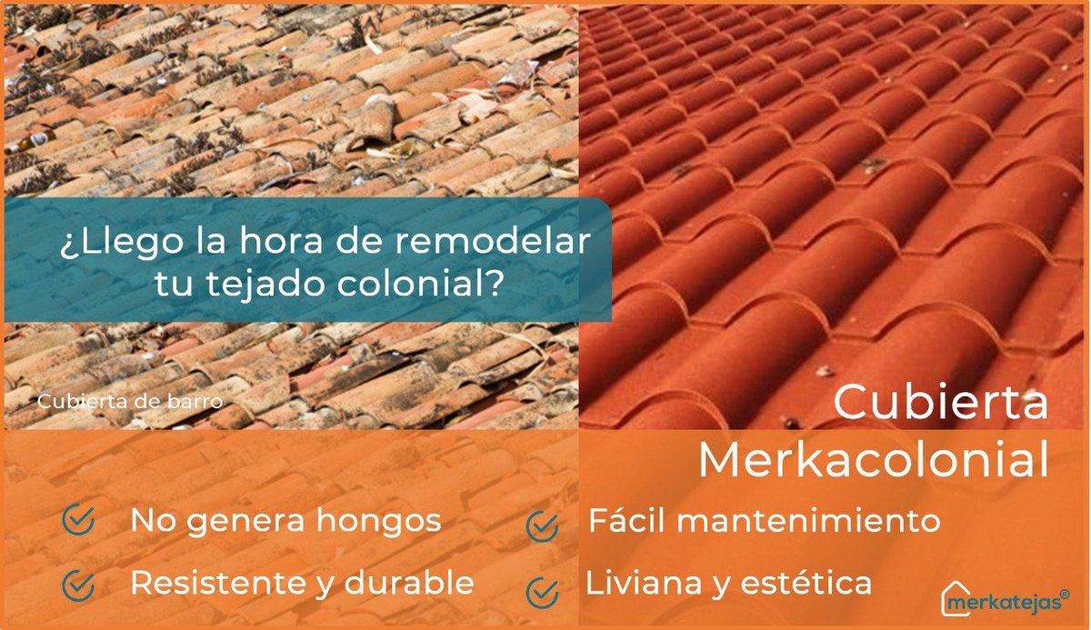 Merkatejas's tweet photo. Dale vida a tu proyecto con nuestra cubierta merkacolonial 🇨🇴 Recibe asesoría personalizada 👨🏻‍🔧 para construir tu proyecto como siempre los has soñado.🧡 https://t.co/jjfdn1bRng