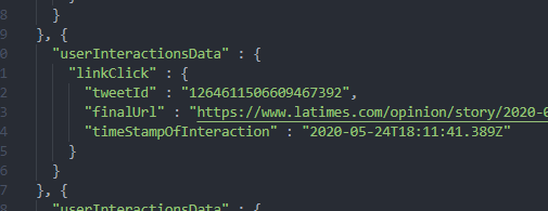 So I ran an export of my data from Twitter and guess what! There's a new file that wasn't there in 2018 'user-link-clicks.js' which logs links I clicked on, what tweets they were in, the url those links resolve to & the time stamp of when I clicked, starting 05-13-2020.