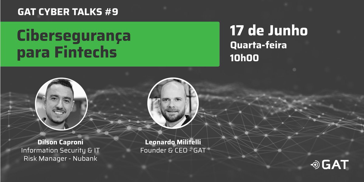 GATInfoSec's tweet photo. Nessa edição falaremos com Dilson Caproni, Information Security &amp; IT Risk Manager no Nubank, sobre o universo de Cibersegurança para Fintechs. Saiba mais sobre compliances, principais riscos e melhores práticas. Inscreva-se: https://t.co/X8sK0QQkoF
#ciberseguranca #fintech https://t.co/fMl5zhVruQ
