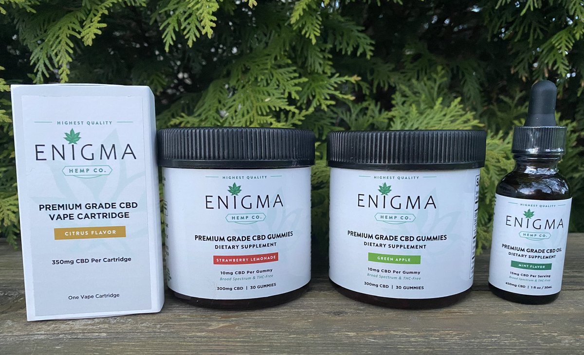EnigmaCannabis's tweet photo. These are tough times for everyone. Feelings of stress, irritability, or anxiety can often make you not feel like yourself. Check out the benefits of Broad Spectrum CBD/Hemp Oil and see where you can get it below. https://t.co/eang958pKu https://t.co/Dw20KBx8tq