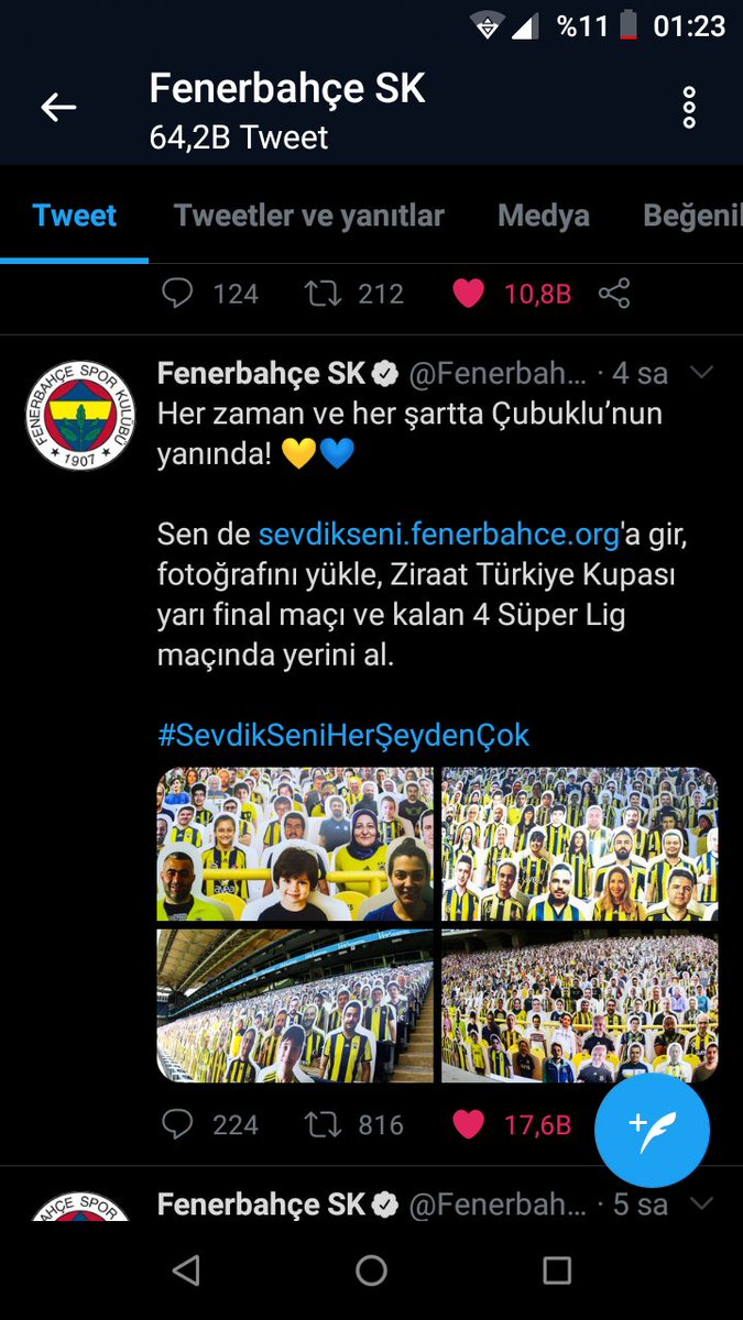 gs nin Twitter'da 9.3 milyon takipçisi varken 5 saat önce attığı gönderiyi 5 bin kişi beğenir, fakat FENERBAHÇE'NİN 7.3 milyon takipçisi varken 4 saat önce attığı gönderiyi 17 bin kişi beğenir evet gs bot kasmıyor canı gönülden inandım #Fenerbahce #survivor2020  <a href="/Fenerbahce/">Fenerbahçe SK</a>