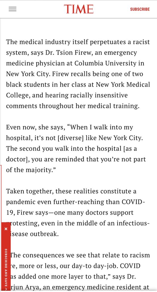 Tsion Firew, MD, MPH (@drtsion) on Twitter photo I am an emergency doctor & I support the protests. Thank you <a href="/TIME/">TIME</a> for featuring our story. We do it for our patients & to end the structural racism and injustices in medicine. This is why doctor’s protest!
#WhiteCoatsforBlackLives
<a href="/RheaBoydMD/">Rhea Boyd MD, MPH</a> <a href="/toxdanny/">Daniel Lugassy #PassNYHealth 🌻🍎</a> <a href="/AdairaLandryMD/">Adaira Landry, MD MEd</a> <a href="/LashNolen/">LaShyra Nolen, MD, MPP</a> I am an emergency doctor & I support the protests. Thank you <a href="/TIME/">TIME</a> for featuring our story. We do it for our patients & to end the structural racism and injustices in medicine. This is why doctor’s protest!
#WhiteCoatsforBlackLives
<a href="/RheaBoydMD/">Rhea Boyd MD, MPH</a> <a href="/toxdanny/">Daniel Lugassy #PassNYHealth 🌻🍎</a> <a href="/AdairaLandryMD/">Adaira Landry, MD MEd</a> <a href="/LashNolen/">LaShyra Nolen, MD, MPP</a>