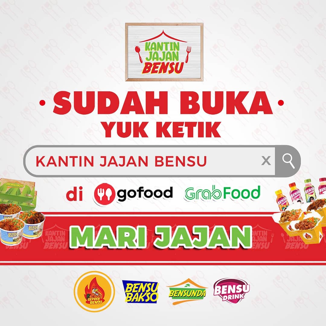 RealGeprekBensu's tweet photo. MULAI HARI INI KANTIN JAJAN BENSU SUDAH BUKA loh..
.
Kamu bisa menikmati Menu Bensu mulai dari Geprek Bensu, Bensu Bakso, Bensunda dan Bensu Drink dalam 1 Kantin. Hanya di @kantinjajanbensu
.
Slide untuk melihat Lokasi &amp; Menu yg dijual. Hanya bisa order di Grabfood &amp; Gofood ya😉 https://t.co/KAXVdJ6fIB
