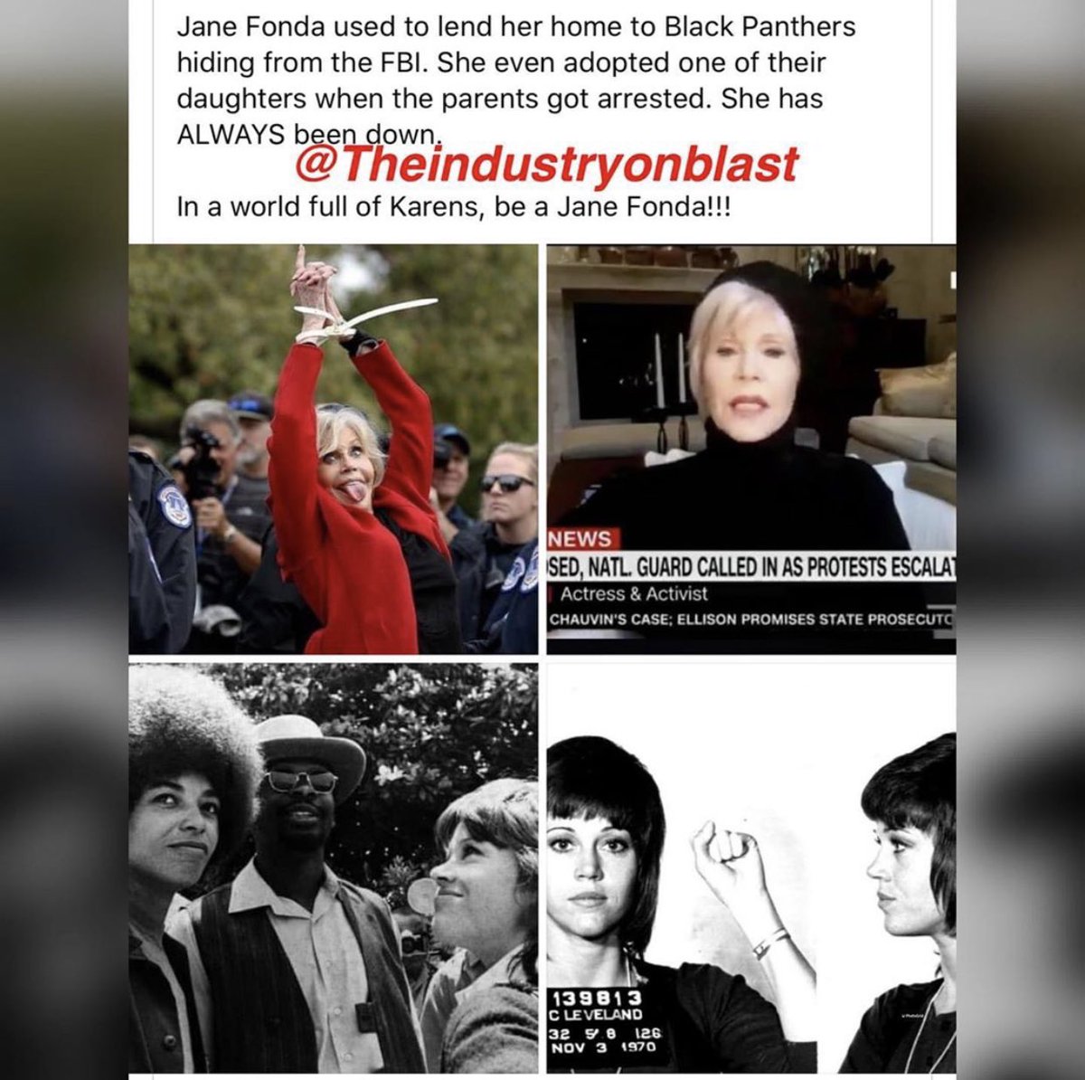 Pretty_Leo89's tweet photo. Always loved her ✊🏻✊🏼✊🏽✊🏾✊🏿 #JaneFonda #BlackLivesMatter https://t.co/FjhvwFRPgs