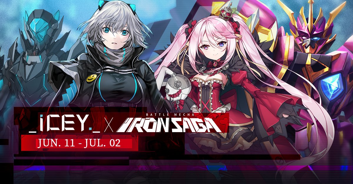 Iron Saga Official Icey Iron Saga Collab Rerun The Visitor From The 2d Side Scrolling World Will Re Enter The Iron Saga Universe Along With Her Exclusive Mecha And The