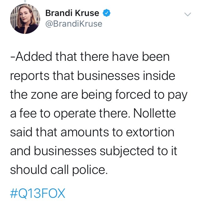 KenJennings's tweet image. A play in three acts from this afternoon, since Trump is now tweeting about Seattle. A local TV host credulously reports an unusual SPD claim, doubles down when readers are skeptical, and then... finds it’s not true.