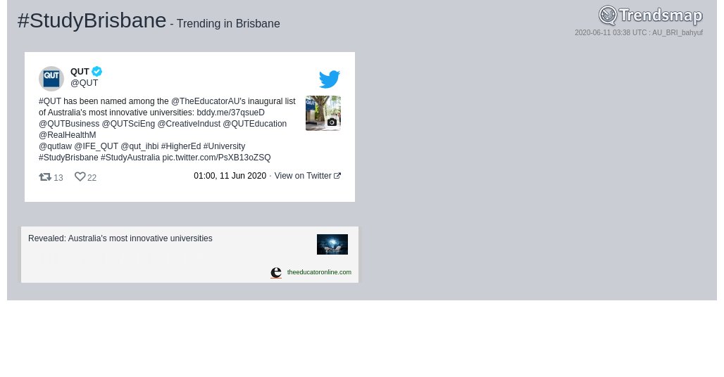 TrendsBrisbane's tweet photo. #studybrisbane is now trending in #Brisbane

https://t.co/ysFlSVkK2H https://t.co/vFhQdEQ9Dc
