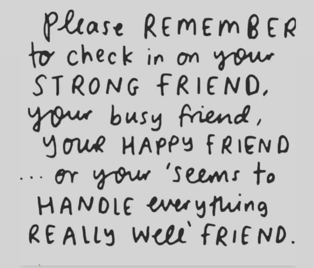 clinpsychkate's tweet photo. Times are tough people...never underestimate the value of checking in with your friends...dont assume they are ok...let them know you are there for them come rain or shine. Remind them "it's ok not to be ok"
Stay safe. Stay strong. Be kind.
#RIPCali #KindnessMatters #mentalhealth https://t.co/NLKq243hIR