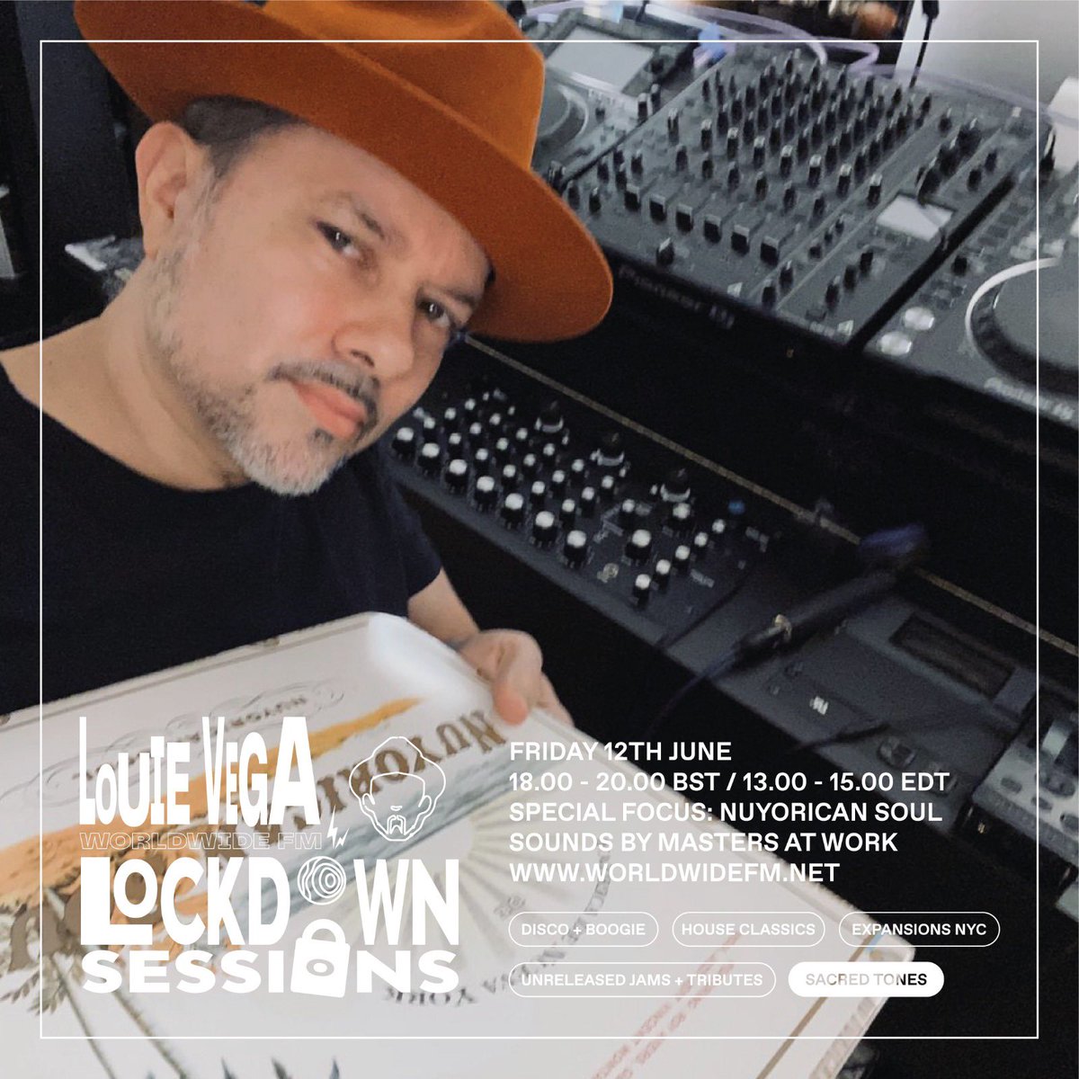 See you on Friday for Louie Vega Lockdown Sessions ! Worldwide FM
We present “Sacred Tones”
A special focus on Nuyorican Soul Sounds by Masters At Work! @worldwide.fm