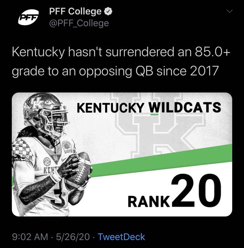Going into last year, UK’s main concern was the secondary — they were very young & inexperienced.However, they played ELITE!With literally everyone in that unit coming back, plus the recruits & transfers coming in, UK’s Pass-D will be just as (if not more) dominant this year