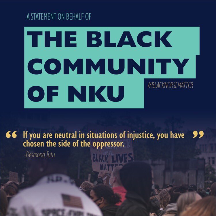 KT1098_'s tweet photo. A statement on behalf of the BLACK community of NKU. As leaders it’s our job to speak out against racial insensitivity and injustices happening on OUR campus. No more sweeping things under the rug, now is the time we need to come together ✊🏽💛 https://t.co/GRl1Q0EY9b