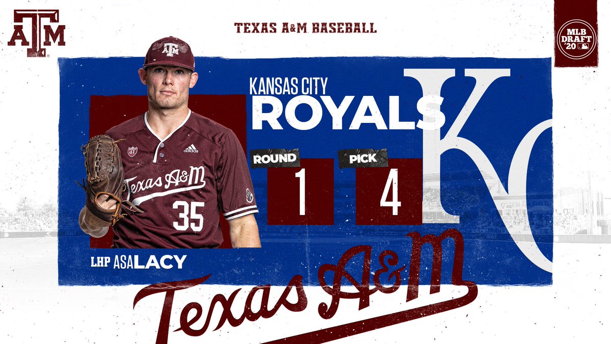 Lacy is headed to KC!

With the 4th pick of the 2020 <a href="/MLBDraft/">MLB Draft</a>, the <a href="/Royals/">Kansas City Royals</a> select…

🗣️ @The_Ace35

#MLBDraft | #GigEm