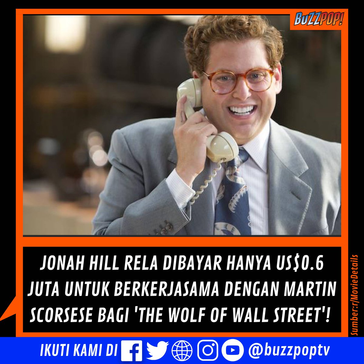 buzzpoptv's tweet image. #TriviaFilem - Tahukah anda bahawa Jonah Hill rela dibayar seminimum US$600,000 untuk peluang berkerjasama dengan Martin Scorsese dalam THE WOLF OF WALL STREET, manakala bintang utama Leonardo Dicaprio menerima US$10 juta!

#TheWolfOfWallStreet