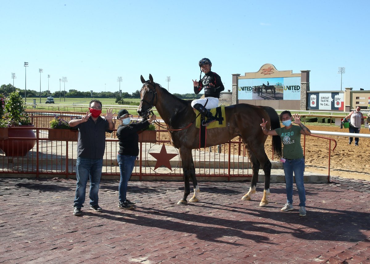 lonestarpark's tweet photo. A big day for trainer Miguel Silva, he picked up his 700th career win with About Our Time in today's 9th race! #celebrationtime #milestonewin #700Club https://t.co/cqmdnmIJfl