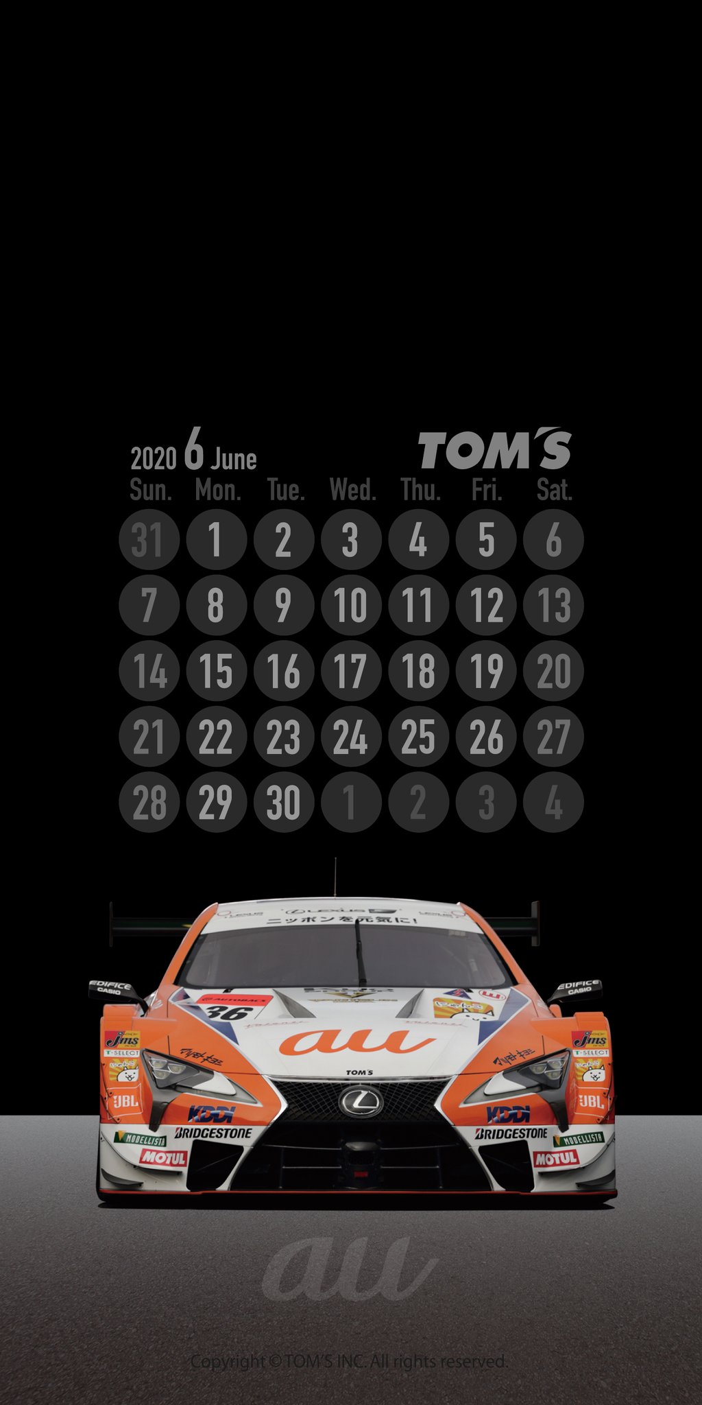 Tom S Racing 本日の ロック画面 カレンダー Lexus Au Team Tom S Au Tom S Lc500 Tomsracing 壁紙 Au Supergt Lexus 6月
