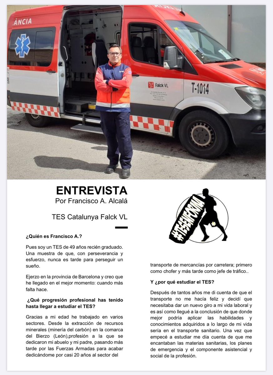tesenforma's tweet photo. Desde Catalunya nuestro colaborador de #tesenformaLAREVISTA #3  Fco. A. Alcalá  os cuenta cómo cambió su rumbo laboral y tras acabar el CFGM del TES está desarrollando su labor en las emergencias... inquieto, deportista, activo,...un #tesenforma total!!! 💪🏻❤️🚑 ¡No te lo pierdas! https://t.co/SrRTSWo1ua