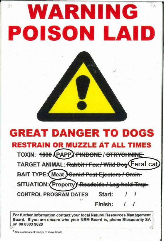 If you live on or are visiting the #DudleyPeninsula on #KI please be aware of our trialling of a newly registered bait for use in the #FeralCatEradicationProgram. Keep dogs out of these areas. Read more here: bit.ly/2Al2uFs