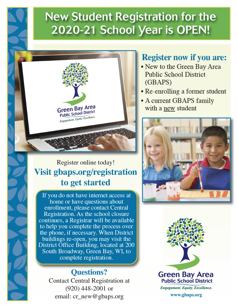 Greenbayschools On Twitter New Student Registration For 2020 21 Is Open Register Online Now If You Are New To The District Re Enrolling A Former Student Or A Current Gbaps Family With A New