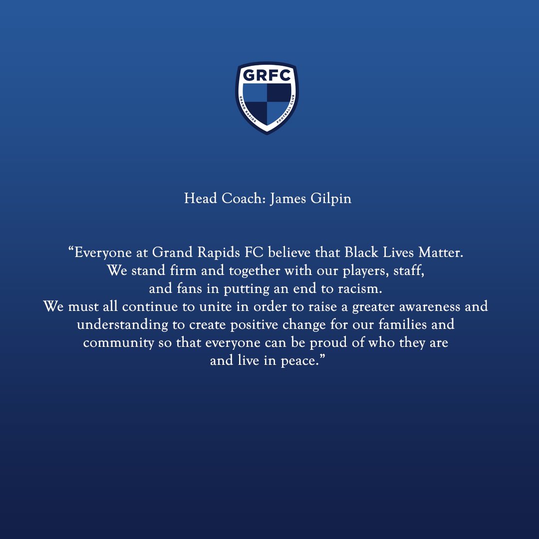 grandrapidsfc's tweet image. #EnoughIsEnough #BlackLivesMatter #OneNationOneGoal #OneCityOneClub