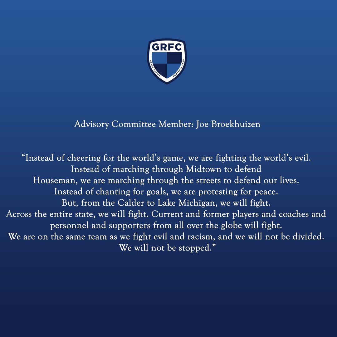 grandrapidsfc's tweet image. #EnoughIsEnough #BlackLivesMatter #OneNationOneGoal #OneCityOneClub
