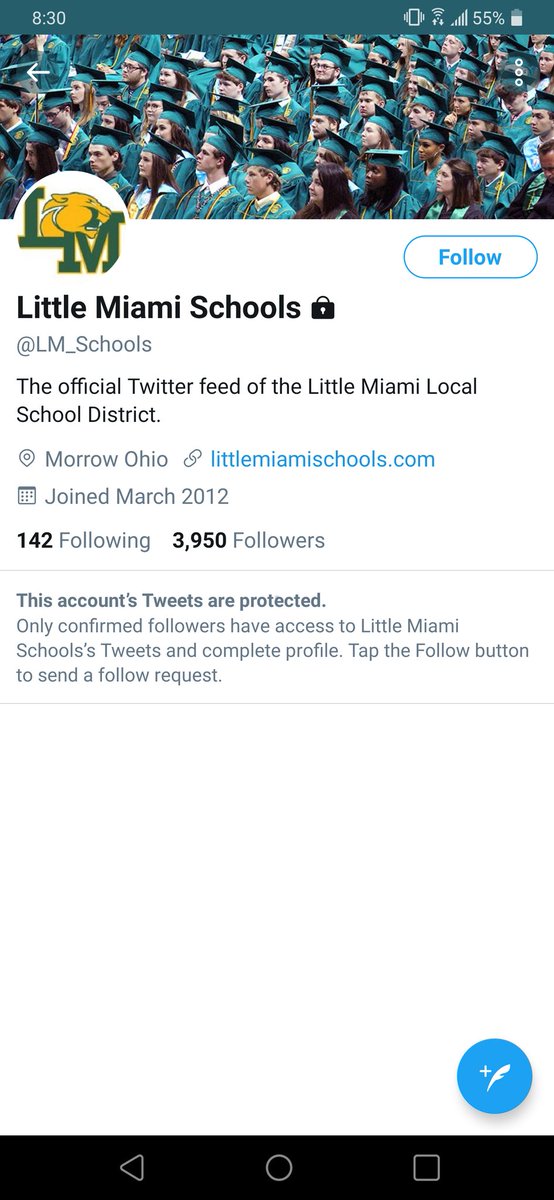 imaginegnats's tweet photo. Is it typical for public schools to have private twitter feeds??? @LittleMiamiHS @LM_Schools https://t.co/V8pBFrkk1Q