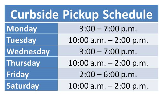 newbernlibrary's tweet photo. Please note a change to our Friday curbside pickup hours. Since we added Saturday hours two weeks ago from 10:00 a.m. - 2:00 p.m., we have moved our Friday pickup hours to 2:00 - 6:00 p.m. allowing us to provide more afternoon hours to serve you. https://t.co/xR4Aij2mOu