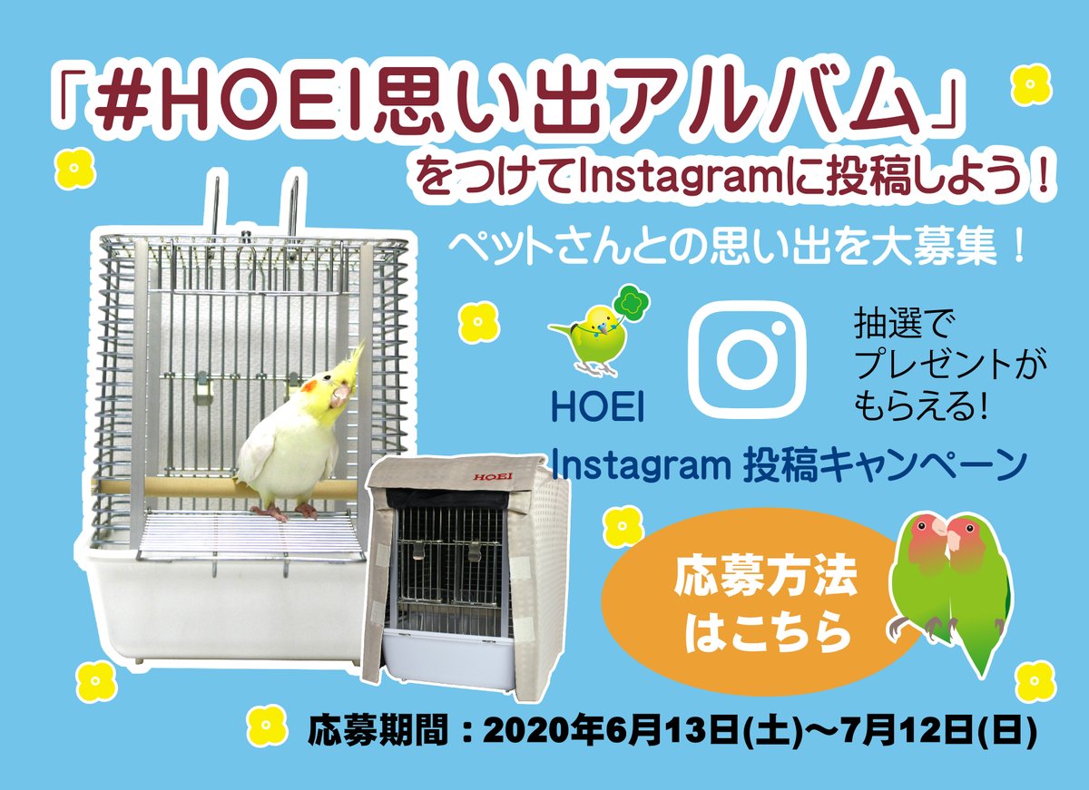鳥かご ペットケージのｈｏｅｉ インスタグラム投稿キャンペーン第三弾 Hoei思い出アルバム をつけてinstagramに投稿しよう 今回のテーマは ペットさんとの思い出 です ご応募の中から抽選で素敵なプレゼントを贈呈 応募方法は
