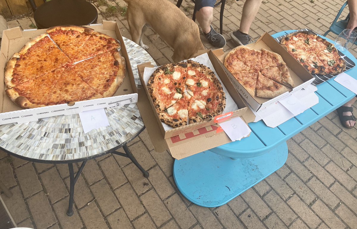 kmknipe's tweet photo. Tonight we tasted and voted on the best established-in-DC pizza.  

Contenders: @wiseguypizzadc, @StellinaPizza, @AllPurposeDC, &amp; @TimberPizzaCo 

@PoPville - guess who the winner is?! https://t.co/tpzI80SLL1