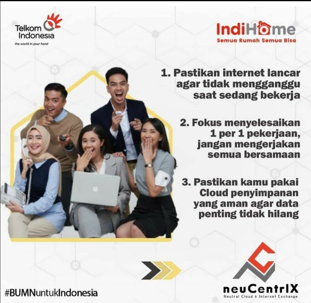 BekasiWan's tweet image. Hai sobat!
Buat kalian yang lagi #workfromhome, kita mau kasih tips agar kerjaan sobat cepat kelar dan aman!
Slide terus untuk temukan tipsnya dan juga pilihan
layanan Cloud dari neuCentrlX untuk menyesuaikan
dengan kebutuhan sobat!
#neucloud #cloud #cloudstorage #telkomcloud