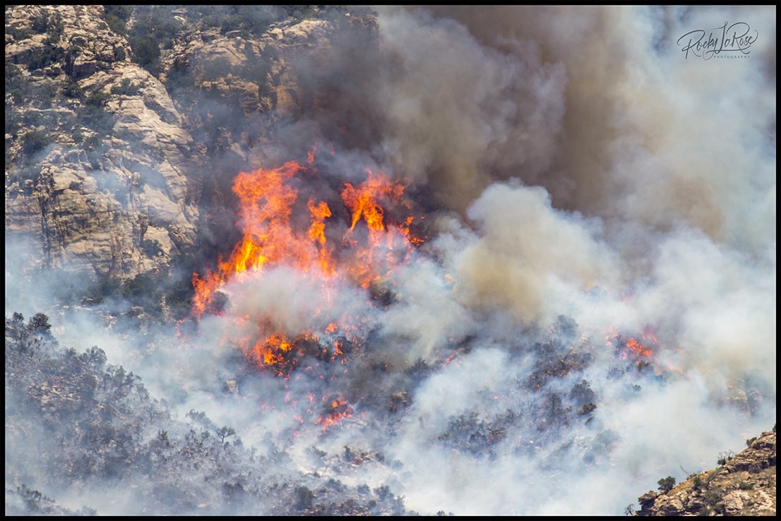 Huge flames in Finger Rock Canyon earlier today. #BighornFire