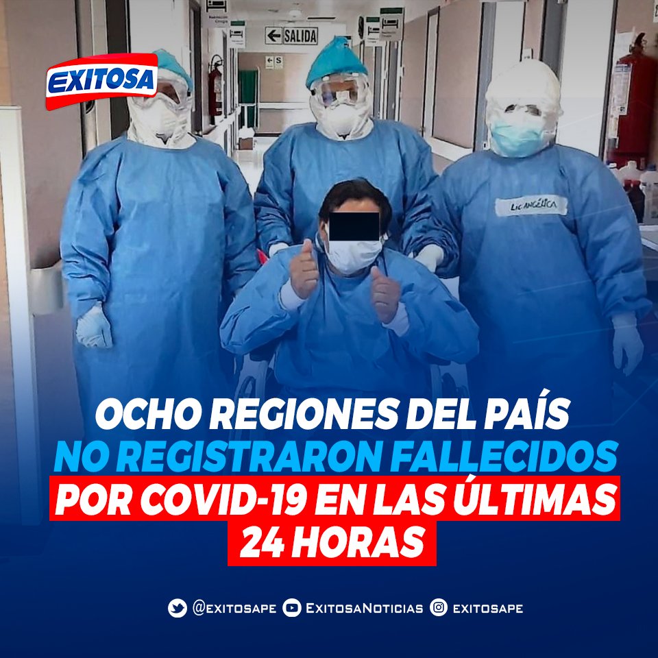 exitosape's tweet photo. 🔵🔴 ¡Buenas noticias! Según el reporte de la sala situacional del Ministerio de Salud, Tumbes, Cusco, Huancavelica, Ayacucho, Amazonas, Tacna, Puno, y Apurímac, son las 8 regiones del país que s no han presentado nuevos fallecidos a causa del #COVID-19 en las últimas 24 horas. https://t.co/0r0Oz8kKYD