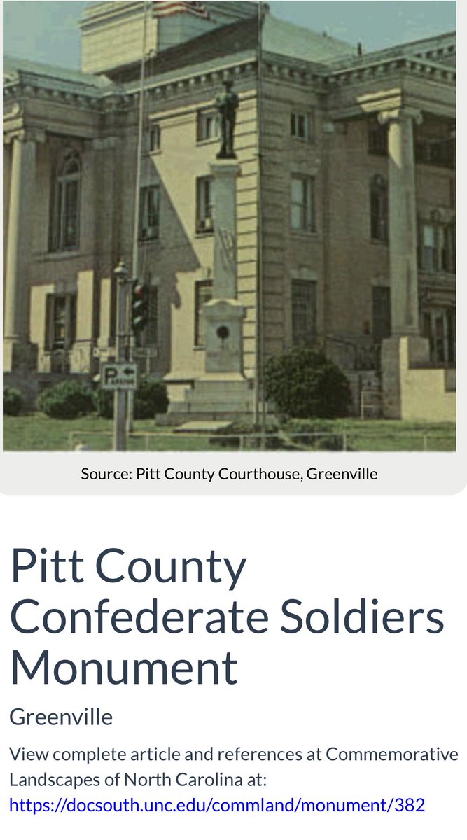 @RuthlessWe ncpedia.org/monument/pitt-… This needs to come down in Greenville as well. Right at the fucking courthouse. #BLMGreenvilleNC @BLM252